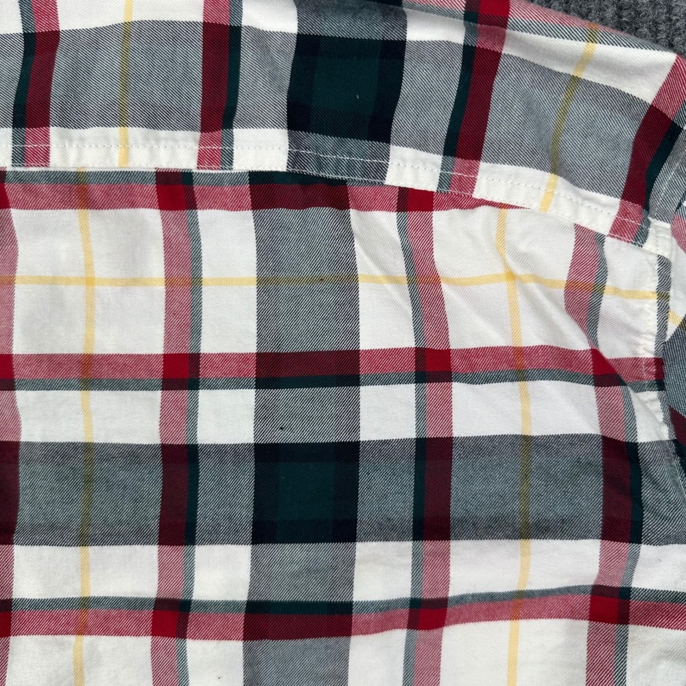 LL Bean Signature Button Down Shirt Mens XL Slimmest Fit Plaid Red Green White - Picture 5 of 12